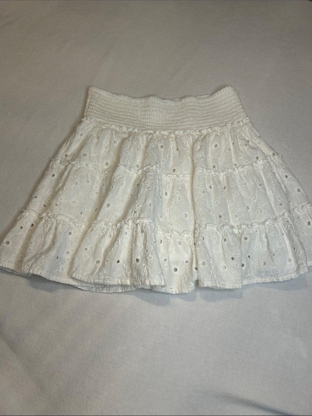 American Eagle Outfitters White Eyelet Tiered Skirt